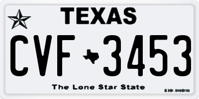 TX license plate CVF3453
