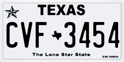 TX license plate CVF3454