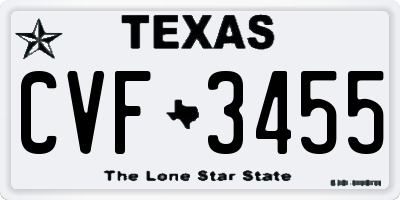 TX license plate CVF3455