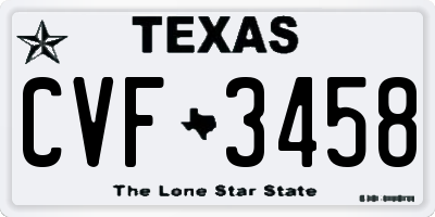 TX license plate CVF3458