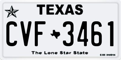 TX license plate CVF3461