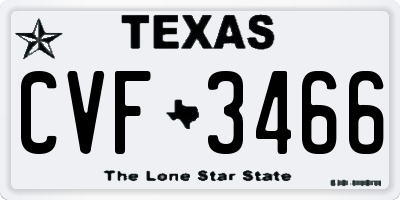 TX license plate CVF3466