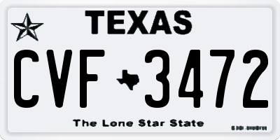 TX license plate CVF3472