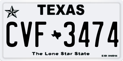 TX license plate CVF3474