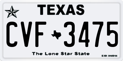 TX license plate CVF3475
