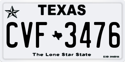 TX license plate CVF3476