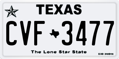 TX license plate CVF3477