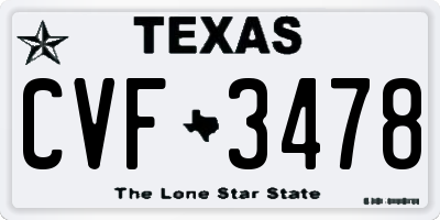 TX license plate CVF3478