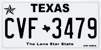 TX license plate CVF3479