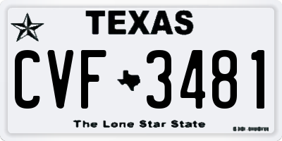 TX license plate CVF3481