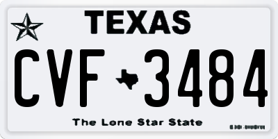 TX license plate CVF3484