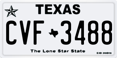 TX license plate CVF3488