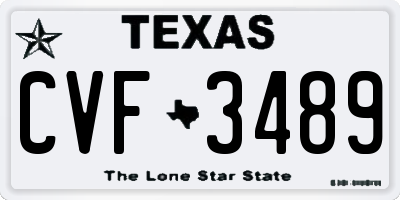 TX license plate CVF3489