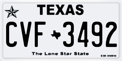 TX license plate CVF3492