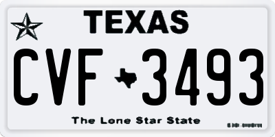 TX license plate CVF3493