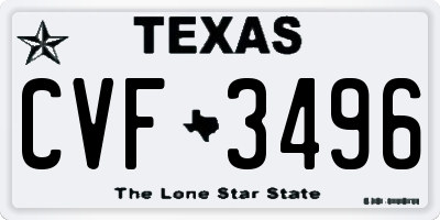 TX license plate CVF3496