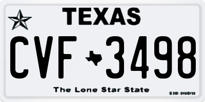 TX license plate CVF3498
