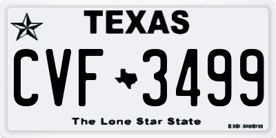 TX license plate CVF3499