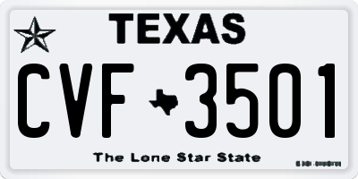 TX license plate CVF3501