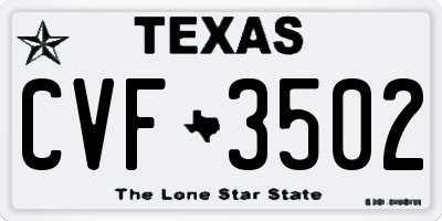 TX license plate CVF3502