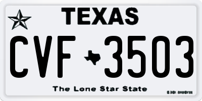 TX license plate CVF3503