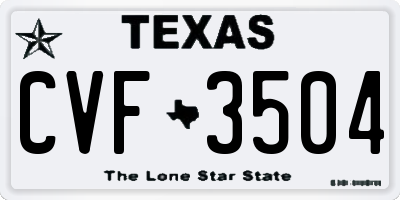 TX license plate CVF3504