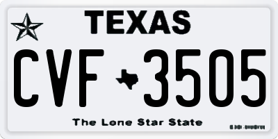 TX license plate CVF3505