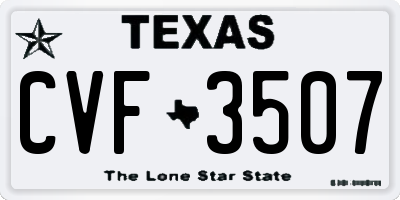 TX license plate CVF3507