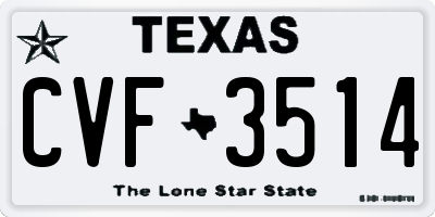 TX license plate CVF3514
