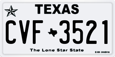 TX license plate CVF3521