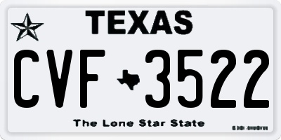 TX license plate CVF3522
