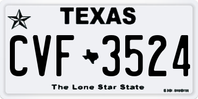 TX license plate CVF3524