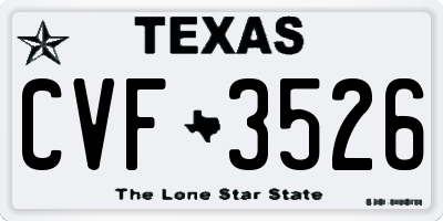 TX license plate CVF3526