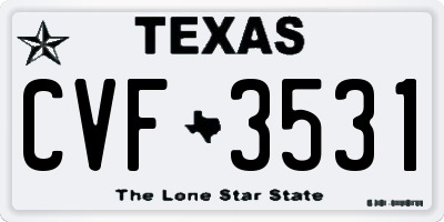 TX license plate CVF3531