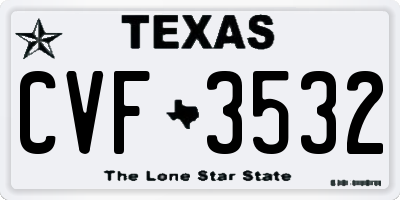 TX license plate CVF3532