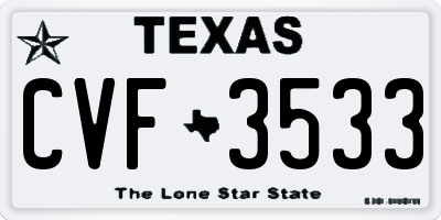 TX license plate CVF3533