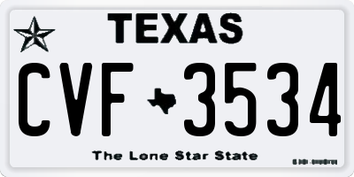 TX license plate CVF3534