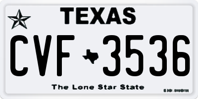 TX license plate CVF3536