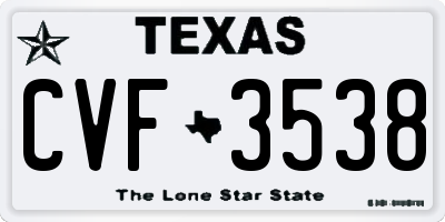 TX license plate CVF3538