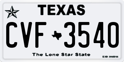 TX license plate CVF3540