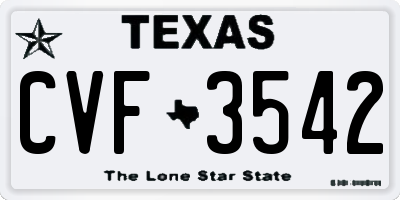 TX license plate CVF3542