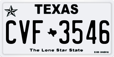 TX license plate CVF3546