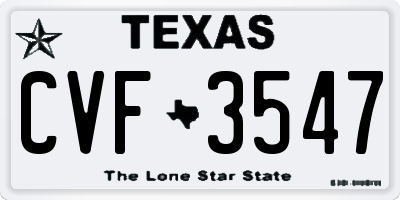 TX license plate CVF3547