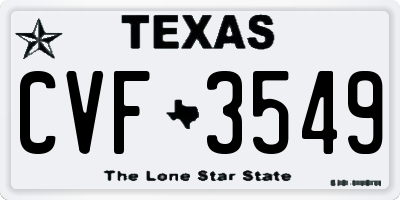 TX license plate CVF3549