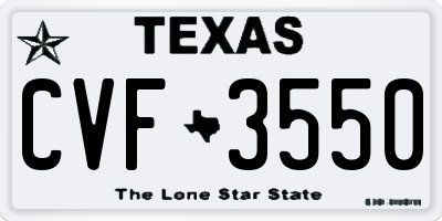 TX license plate CVF3550