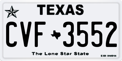 TX license plate CVF3552