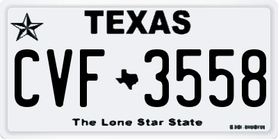TX license plate CVF3558