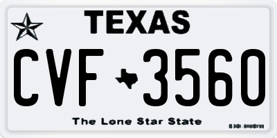 TX license plate CVF3560
