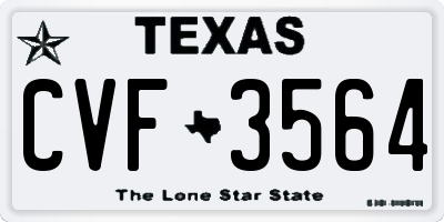 TX license plate CVF3564