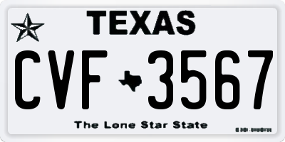 TX license plate CVF3567